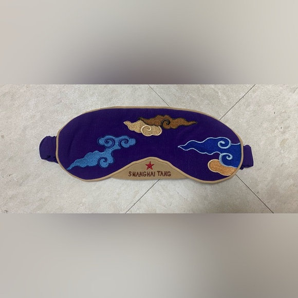 Shanghai Tang Purple Eye Mask with Embroidered Motifs - Picture 1 of 2